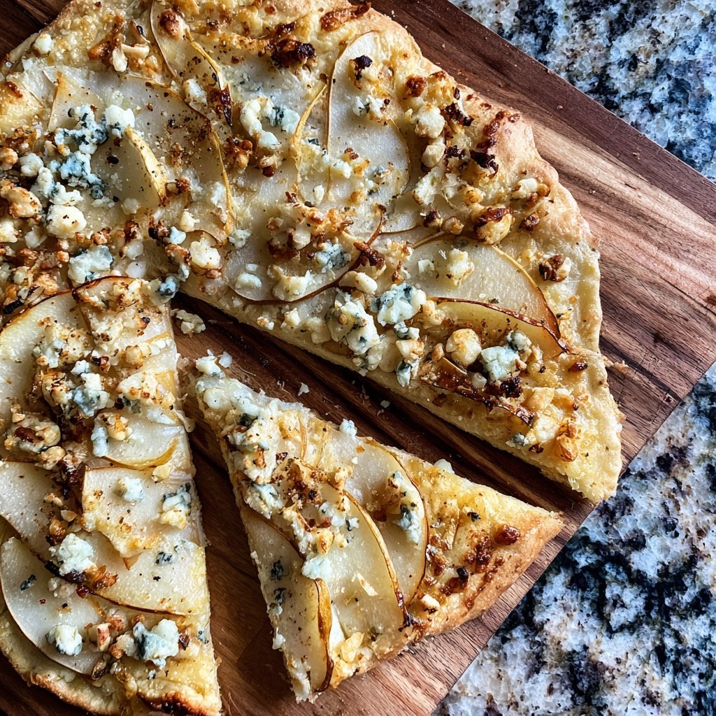Flammkuchen with Pear and Blue Cheese