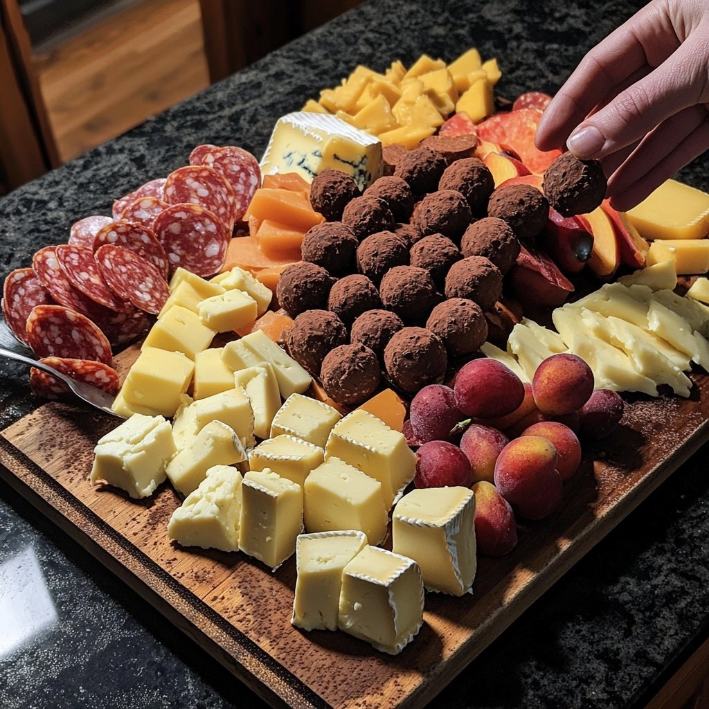 Valentines Charcuterie Board with Chocolate Truffles