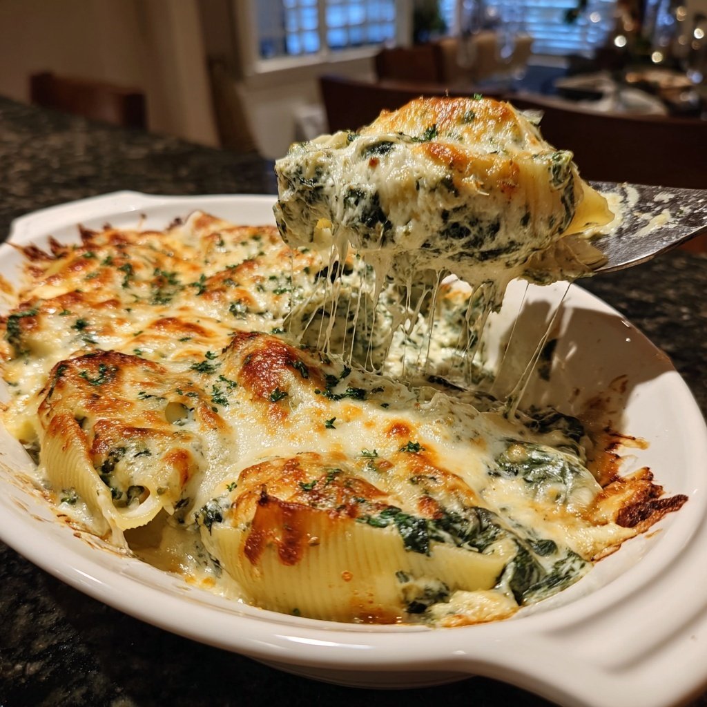 Creamy Spinach And Ricotta Stuffed Shells