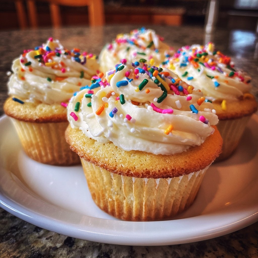 Classic Soft Vanilla Birthday Cupcakes