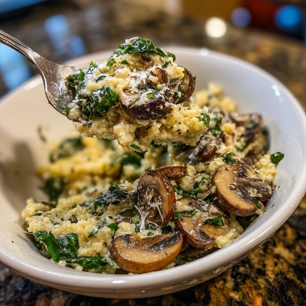Creamy Mushroom Spinach Couscous