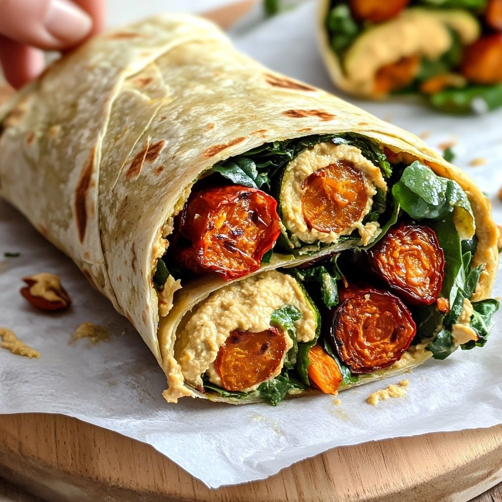 High-Protein Veggie Hummus Wrap Lunch